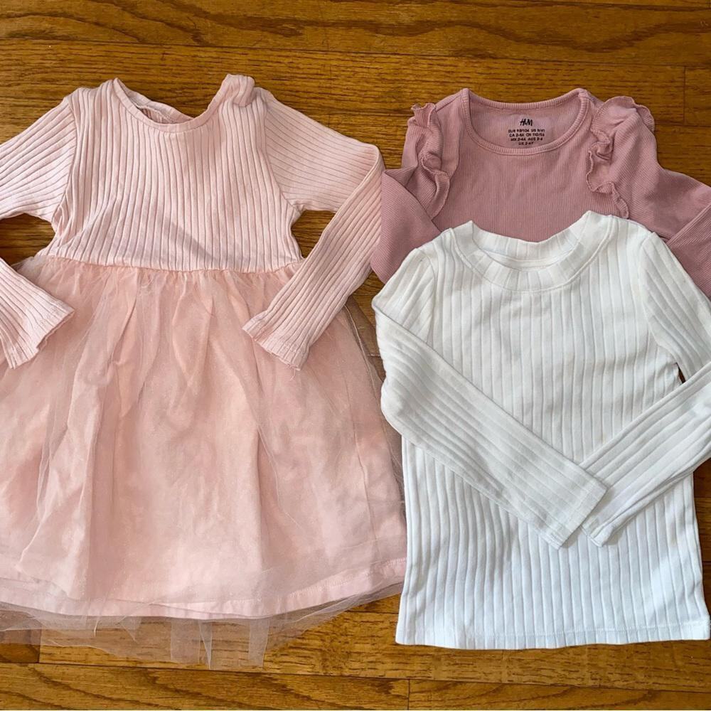 Zara H&M Dress and Long Sleeved Shirts Bundle Pink Toddler Girl 3T-4T